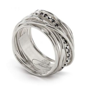 anello filodellavita classic 13 fili argento e diamanti neri