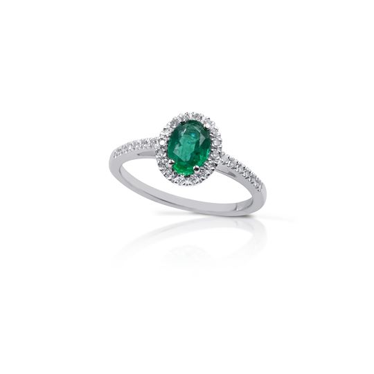 anello oro bianco con diamanti e smeraldo gianni carità