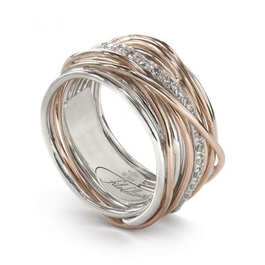 anello filodellavita classic 13 fili oro rosa argento e diamanti